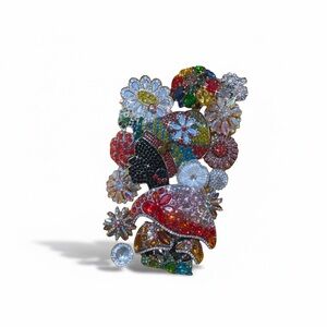 Handmade to order! Colorful Floral Brooch Stack! Medium.